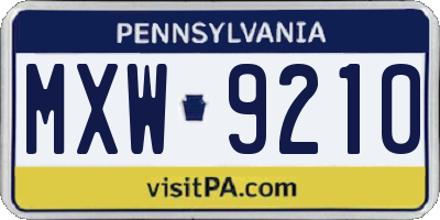 PA license plate MXW9210