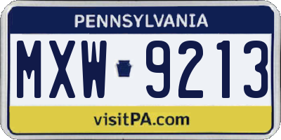 PA license plate MXW9213