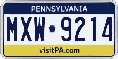 PA license plate MXW9214