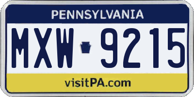PA license plate MXW9215