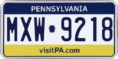 PA license plate MXW9218