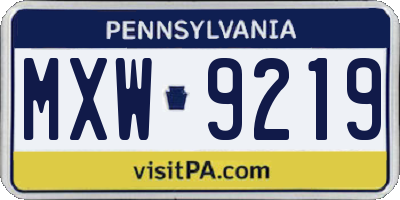 PA license plate MXW9219