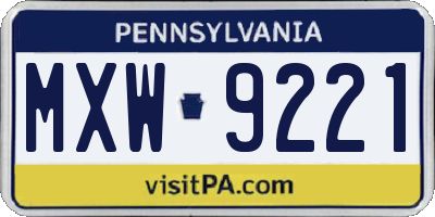 PA license plate MXW9221