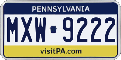 PA license plate MXW9222