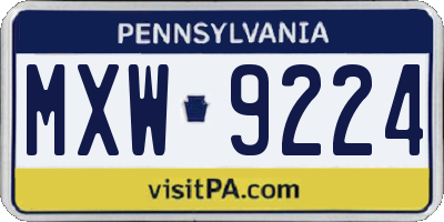 PA license plate MXW9224