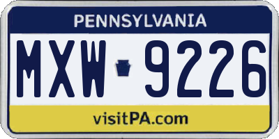 PA license plate MXW9226