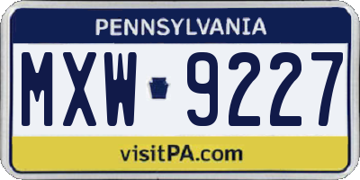 PA license plate MXW9227