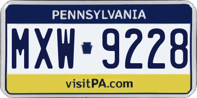 PA license plate MXW9228