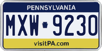 PA license plate MXW9230