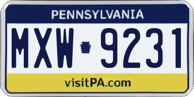 PA license plate MXW9231