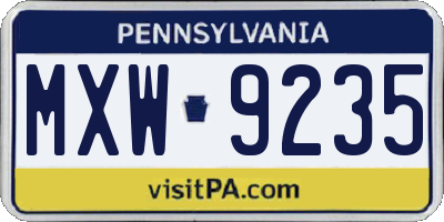 PA license plate MXW9235
