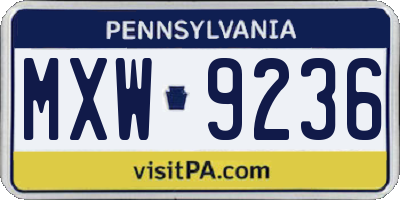 PA license plate MXW9236