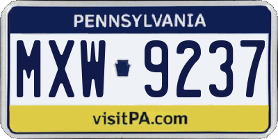 PA license plate MXW9237
