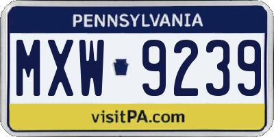 PA license plate MXW9239