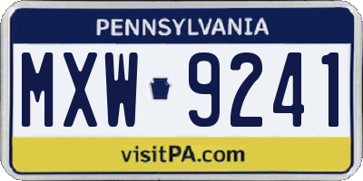 PA license plate MXW9241