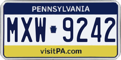 PA license plate MXW9242