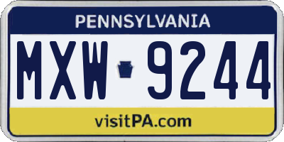PA license plate MXW9244