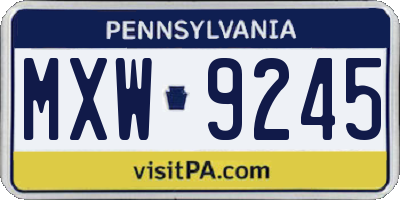 PA license plate MXW9245