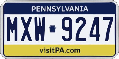 PA license plate MXW9247