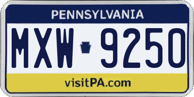 PA license plate MXW9250