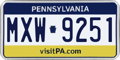 PA license plate MXW9251