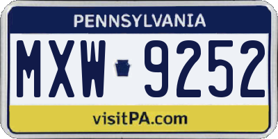 PA license plate MXW9252