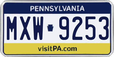 PA license plate MXW9253