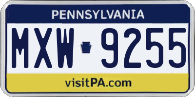 PA license plate MXW9255