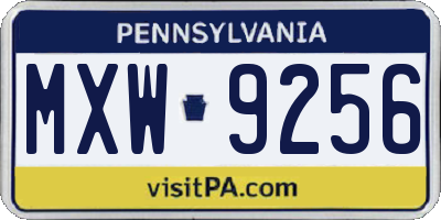 PA license plate MXW9256