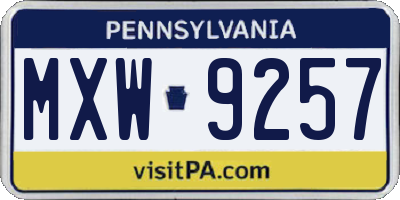 PA license plate MXW9257