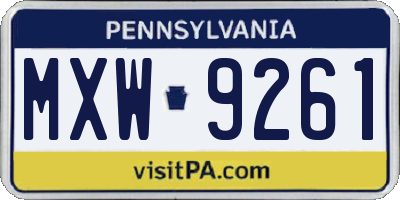PA license plate MXW9261