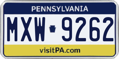 PA license plate MXW9262
