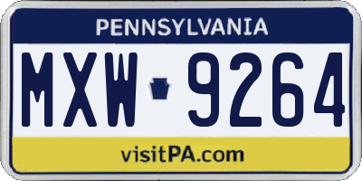 PA license plate MXW9264