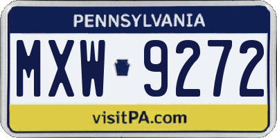 PA license plate MXW9272