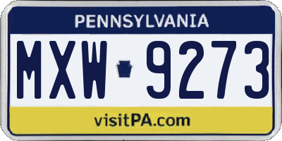 PA license plate MXW9273