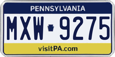 PA license plate MXW9275
