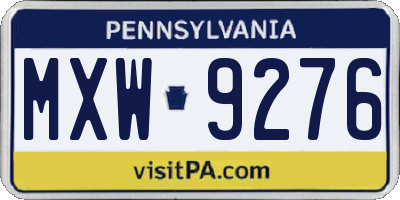 PA license plate MXW9276