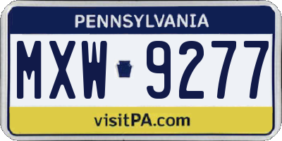 PA license plate MXW9277