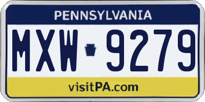 PA license plate MXW9279
