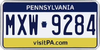 PA license plate MXW9284