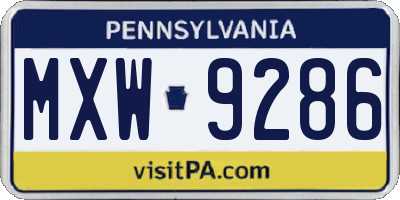 PA license plate MXW9286
