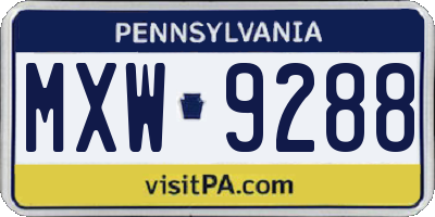 PA license plate MXW9288