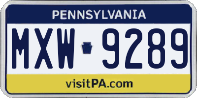 PA license plate MXW9289