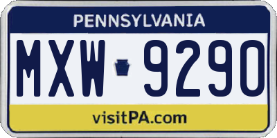 PA license plate MXW9290