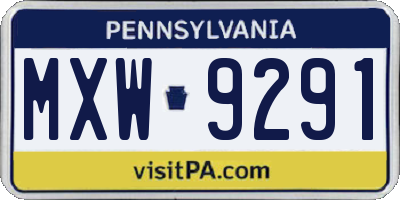 PA license plate MXW9291