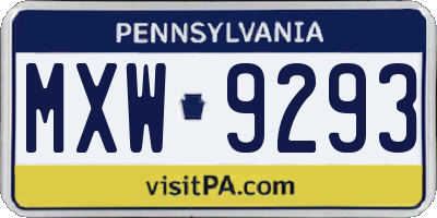 PA license plate MXW9293