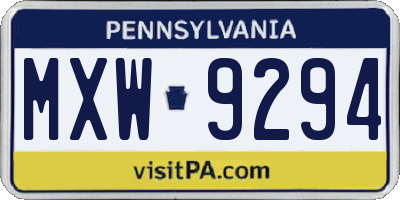 PA license plate MXW9294