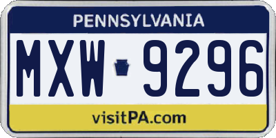 PA license plate MXW9296