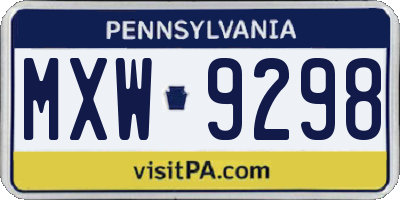 PA license plate MXW9298