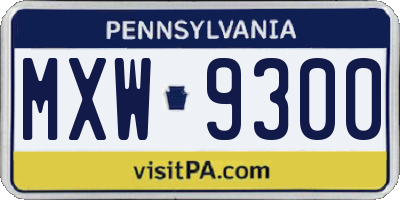 PA license plate MXW9300